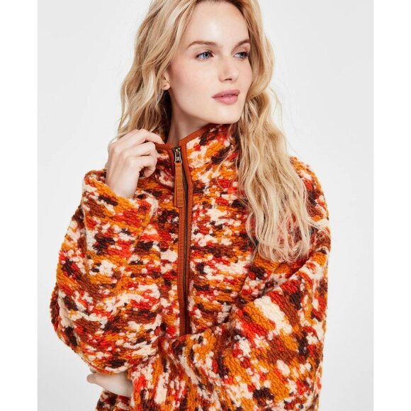 198$ UGG Marlene Front Full Zip Bouclé Jacket Women's Size L Brown Multicolor - Picture 2 of 3